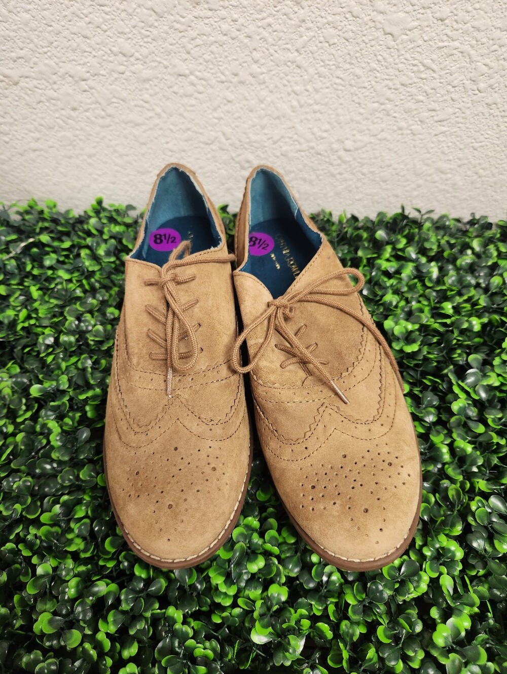 Cynthia Rowley suede Tan Brouge Wingtip Oxfords